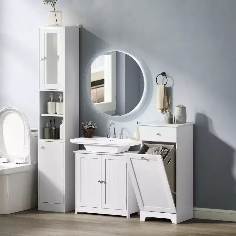 kleankin Vanity Base Cabinet, Under-Sink Bathroom Cabinet Storage with U-Shape Cut-Out and Adjustable Internal Shelf