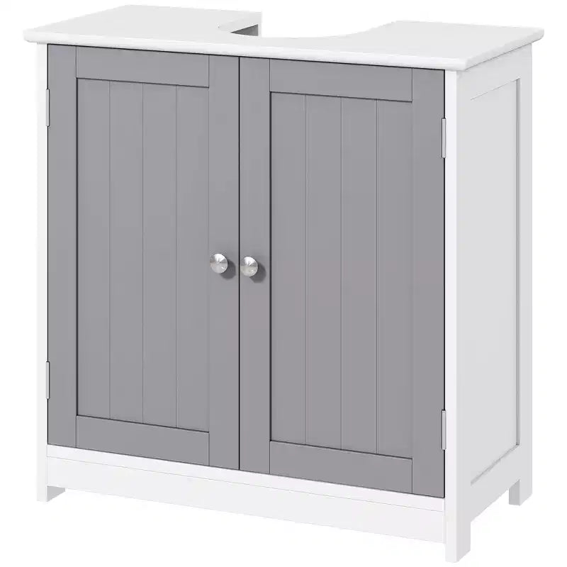 kleankin Vanity Base Cabinet, Under-Sink Bathroom Cabinet Storage with U-Shape Cut-Out and Adjustable Internal Shelf
