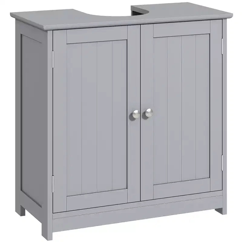 kleankin Vanity Base Cabinet, Under-Sink Bathroom Cabinet Storage with U-Shape Cut-Out and Adjustable Internal Shelf