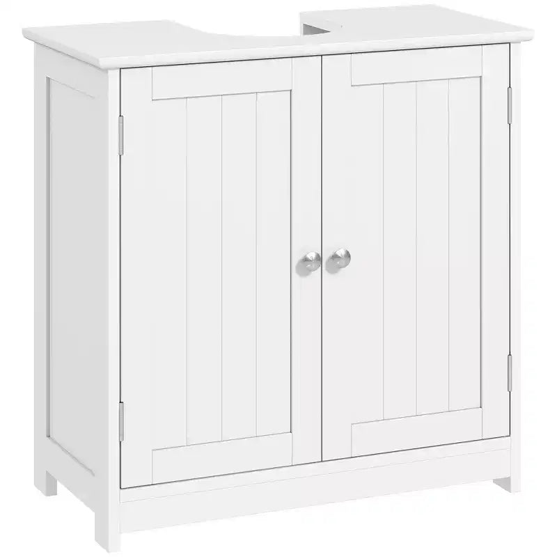 kleankin Vanity Base Cabinet, Under-Sink Bathroom Cabinet Storage with U-Shape Cut-Out and Adjustable Internal Shelf