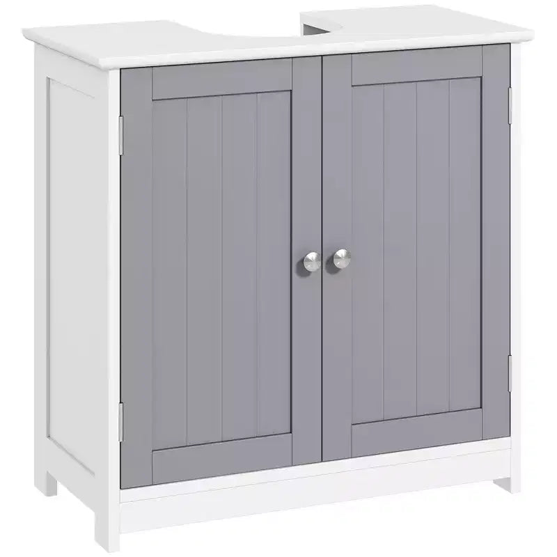 kleankin Vanity Base Cabinet, Under-Sink Bathroom Cabinet Storage with U-Shape Cut-Out and Adjustable Internal Shelf