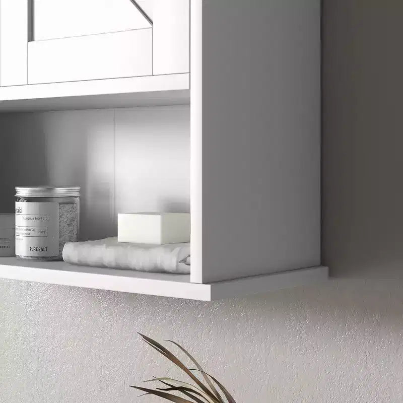 kleankin Bathroom Wall Cabinet, Farmhouse Medicine Cabinet with Open Shelf & Adjustable Shelf, Storage Cupboard for Laundry Room
