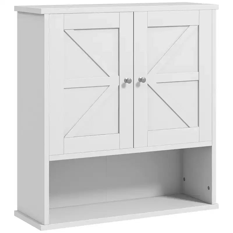 Meuble haut de salle de bain kleankin, armoire de toilette de style rustique avec étagère ouverte et étagère réglable, meuble de rangement pour buanderie