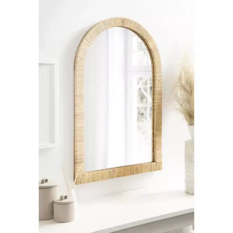 Kate and Laurel Rahfy Arch Framed Wall Mirror, 20x30, Natural