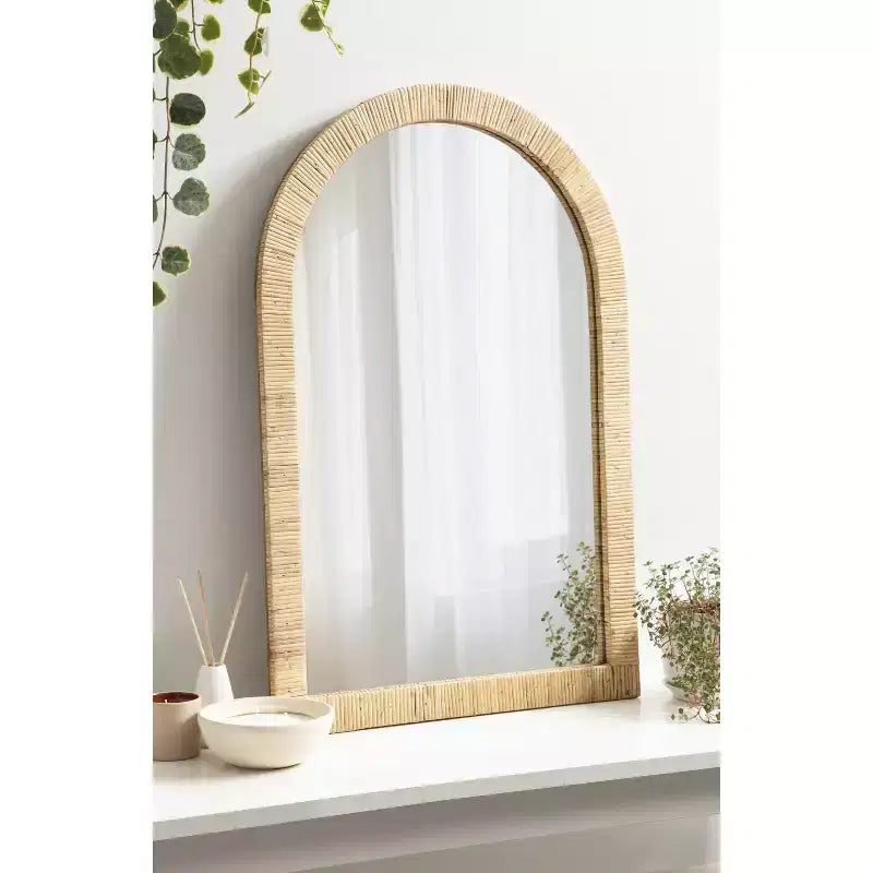 Kate and Laurel Rahfy Arch Framed Wall Mirror, 20x30, Natural