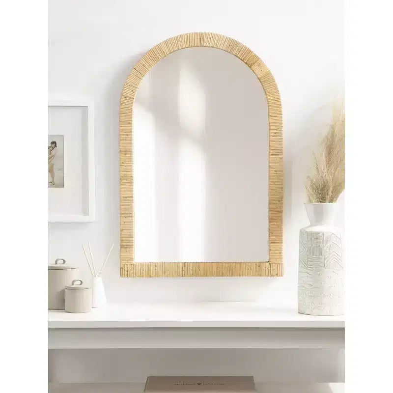 Kate and Laurel Rahfy Arch Framed Wall Mirror, 20x30, Natural