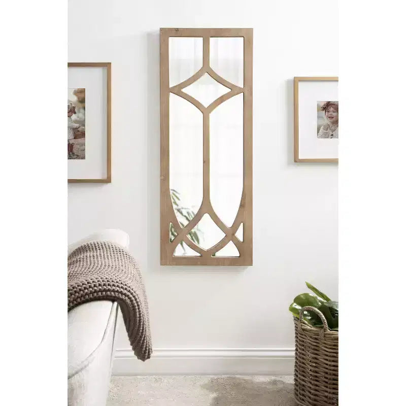 Kate and Laurel Pierette Framed Wall Mirror, 16x42, Natural