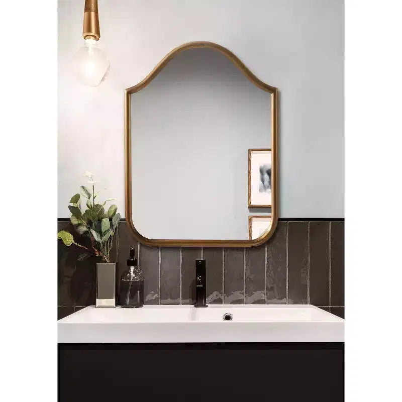 Kate and Laurel Fellows Metal Arch Mirror, 18x24, Gold
