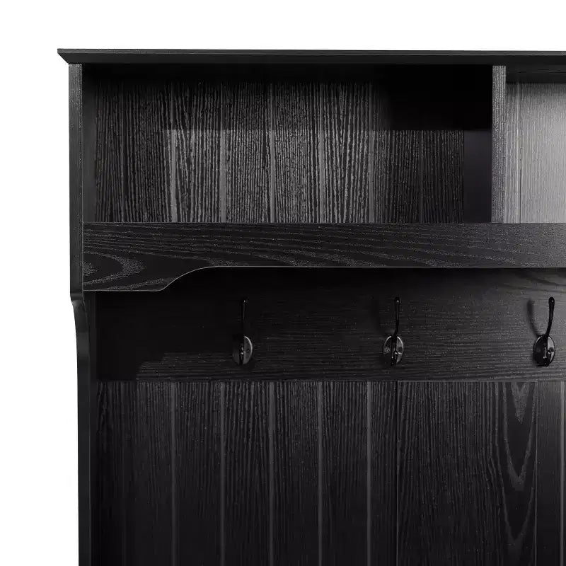 Flash Furniture Fraser Hall Tree with Double Door Storage Bench, Coat Rack with 4 Double Hooks, and 2 Upper Storage Cubbies