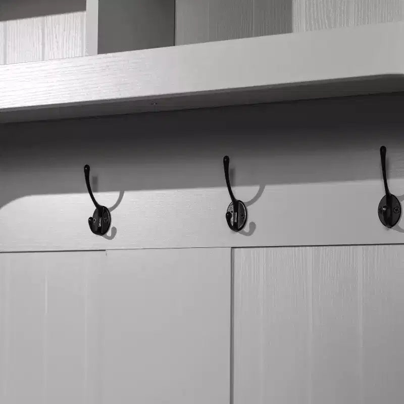Flash Furniture Fraser Hall Tree with Double Door Storage Bench, Coat Rack with 4 Double Hooks, and 2 Upper Storage Cubbies