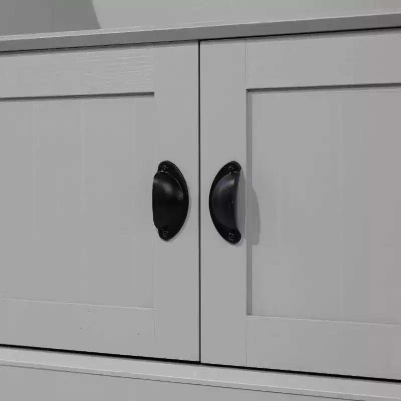 Flash Furniture Fraser Hall Tree with Double Door Storage Bench, Coat Rack with 4 Double Hooks, and 2 Upper Storage Cubbies