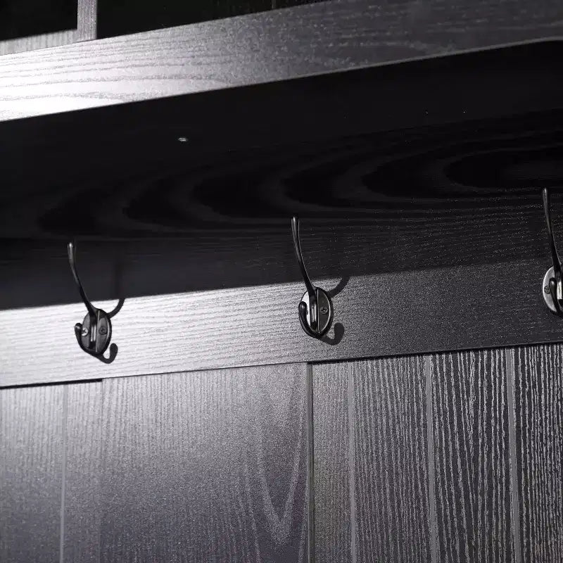 Flash Furniture Fraser Hall Tree with Double Door Storage Bench, Coat Rack with 4 Double Hooks, and 2 Upper Storage Cubbies