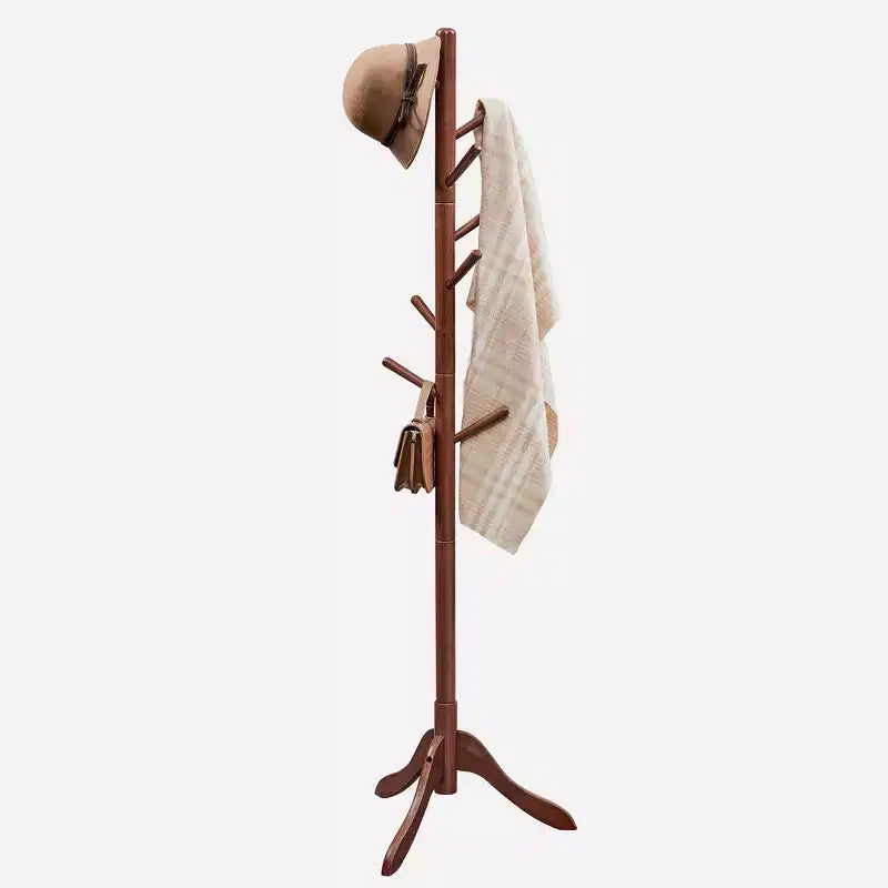 VASAGLE Solid Wood Coat Rack Free Standing with 8 Hooks