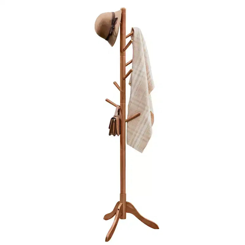 VASAGLE Solid Wood Coat Rack Free Standing with 8 Hooks