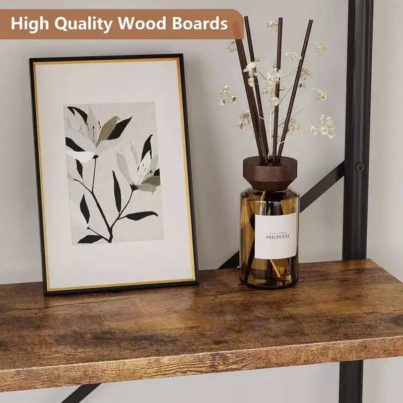 Whizmax Industrial Bookshelf Wood Bookcase 6 Tier Storage Open Rack Shelf Metal Frame for Bedroom,Living Room and Home Office