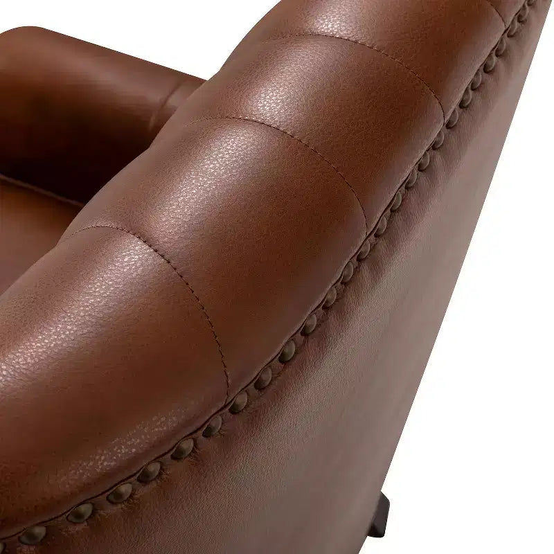Valerius Genuine Leather Armchair with Nailhead Trims and Solid Wood Legs | HULALA HOME