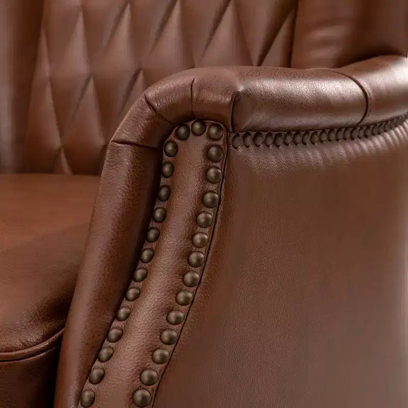 Valerius Genuine Leather Armchair with Nailhead Trims and Solid Wood Legs | HULALA HOME