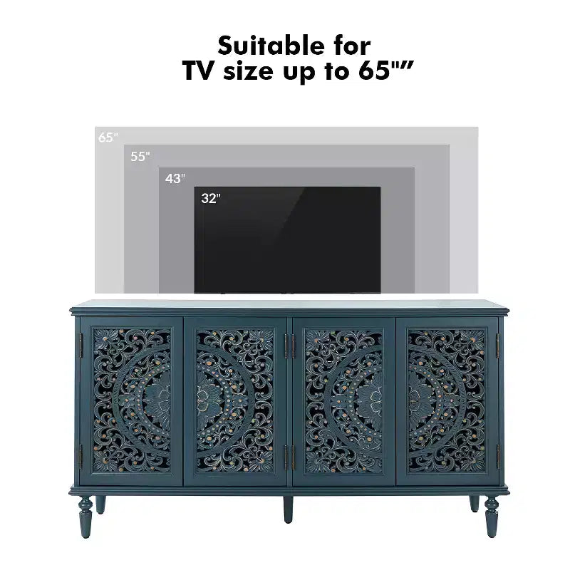 Emathides 63Wide Sideboard with Solid Wood Legs and Lighting |KARAT HOME