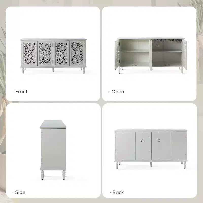 Emathides 63Wide Sideboard with Solid Wood Legs and Lighting |KARAT HOME
