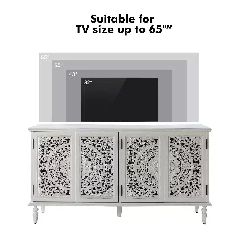 Emathides 63Wide Sideboard with Solid Wood Legs and Lighting |KARAT HOME