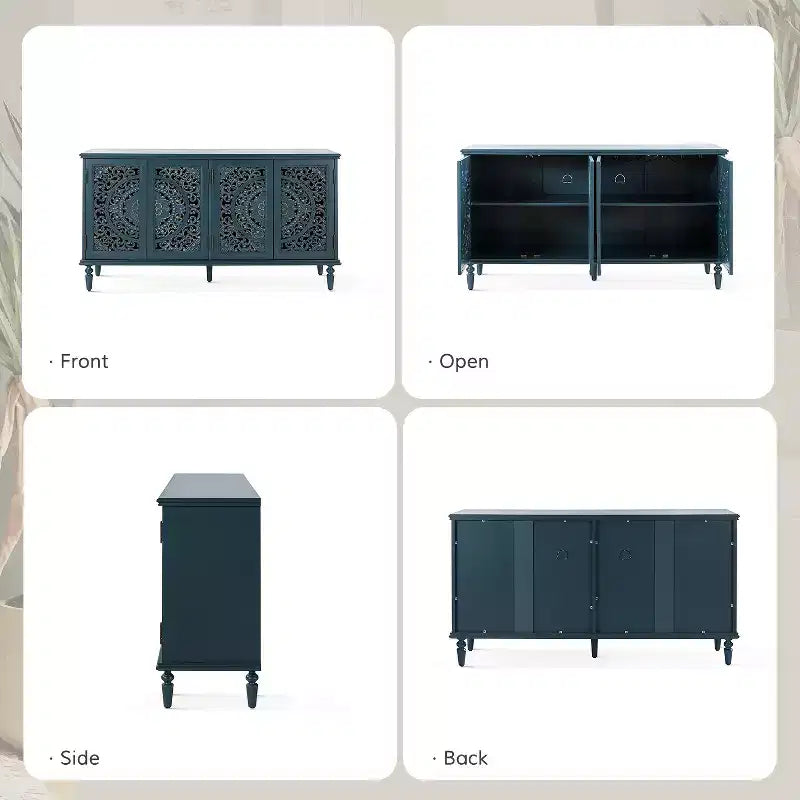 Emathides 63Wide Sideboard with Solid Wood Legs and Lighting |KARAT HOME