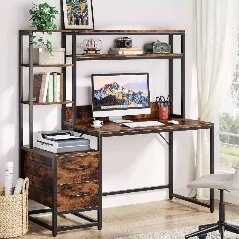 Lantine 55 Inch Computer Desk with 2 Drawers