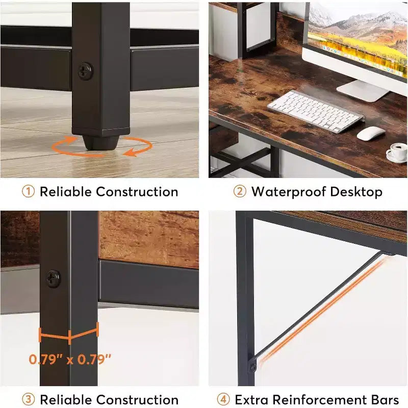Lantine 55 Inch Computer Desk with 2 Drawers