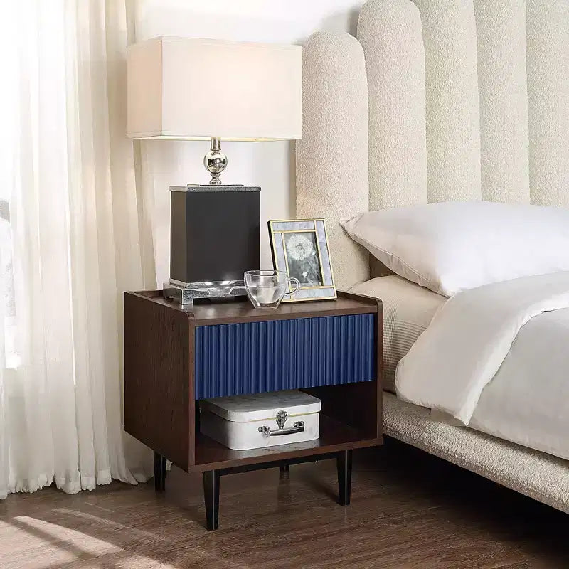 Duane Modern Ribbed Nightstand with Drawer - Manhattan Comfort