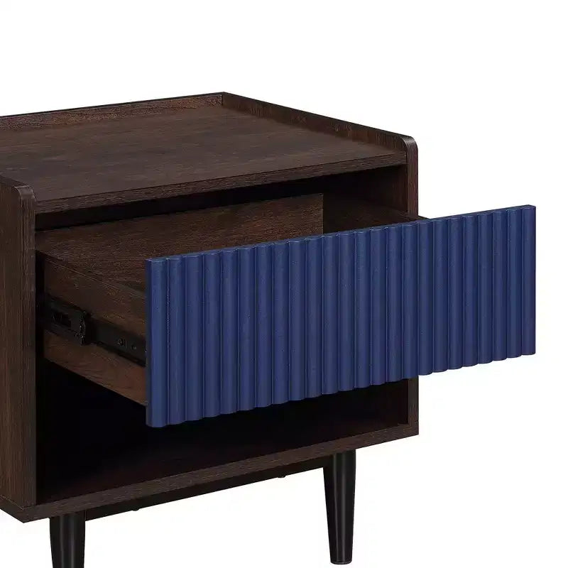 Duane Modern Ribbed Nightstand with Drawer - Manhattan Comfort