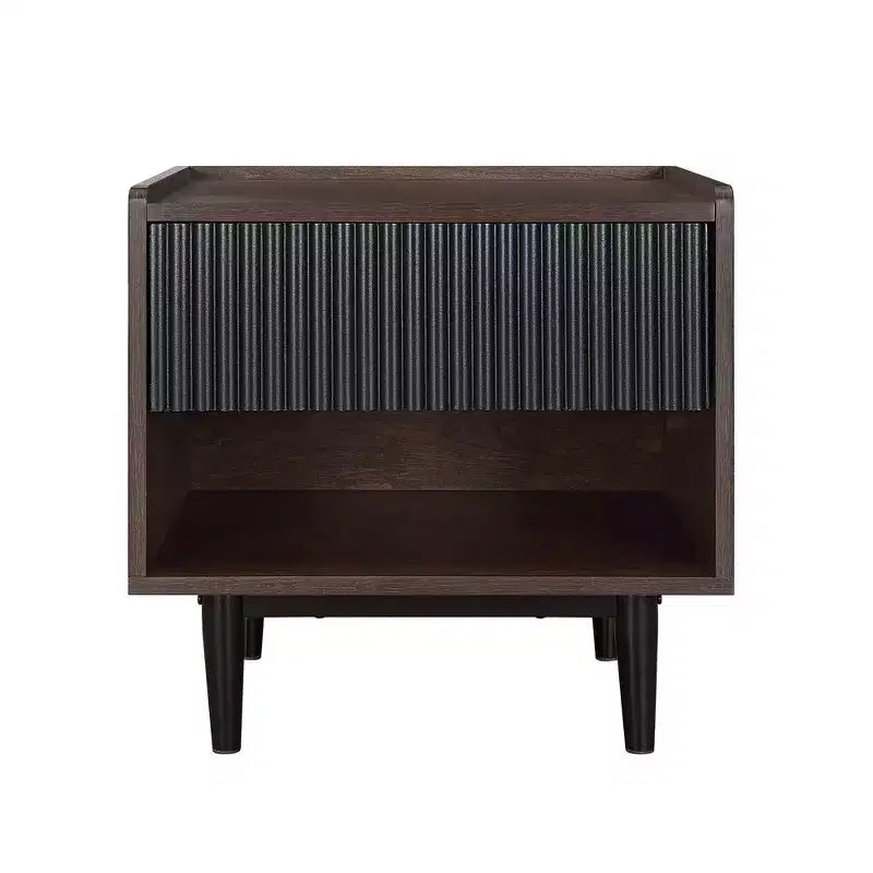 Duane Modern Ribbed Nightstand with Drawer - Manhattan Comfort