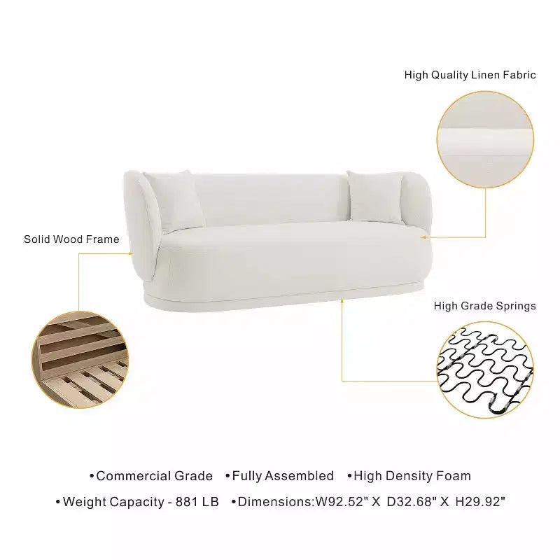 Siri Contemporary Linen Upholstered Sofa with Pillows - Manhattan Comfort