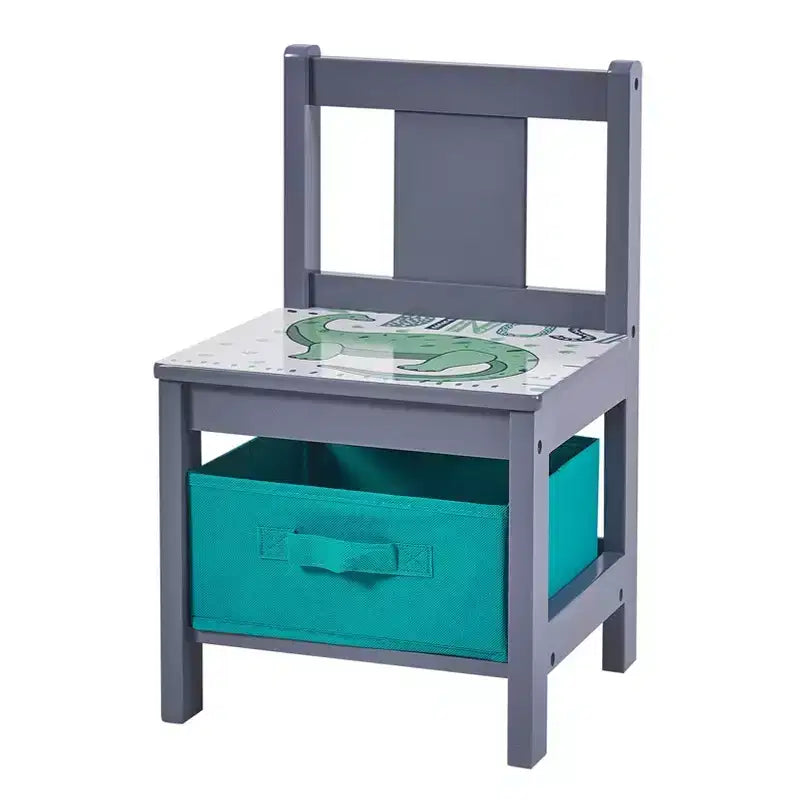 LuxenHome Kids Art Play Table and Chair Set with Storage Baskets Multicolored