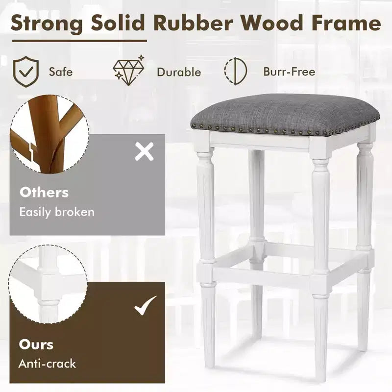 Costway 3 Heights Saddle Stool Set of 2 Square Kitchen Island Stool with Footrests
