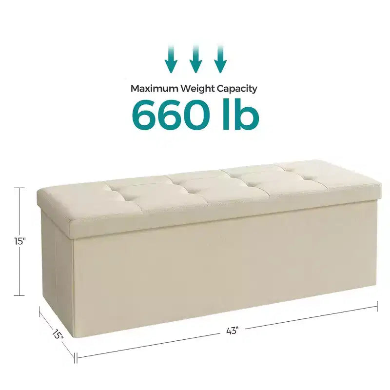 SONGMICS Storage Ottoman Bench Ottoman with Storage Footstool Hold up to 660 lb for Bedroom Living Room