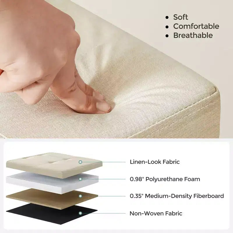 SONGMICS Storage Ottoman Bench Ottoman with Storage Footstool Hold up to 660 lb for Bedroom Living Room
