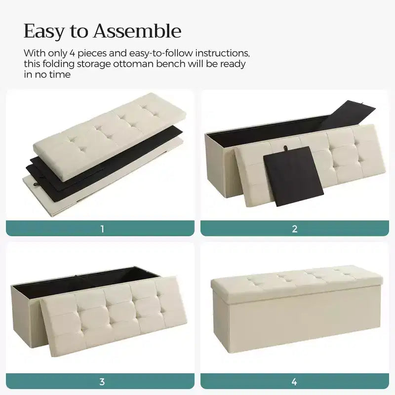 SONGMICS Storage Ottoman Bench Ottoman with Storage Footstool Hold up to 660 lb for Bedroom Living Room