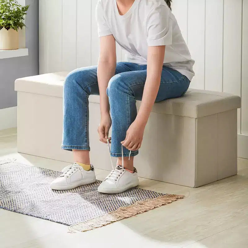 SONGMICS Storage Ottoman Bench Ottoman with Storage Footstool Hold up to 660 lb for Bedroom Living Room