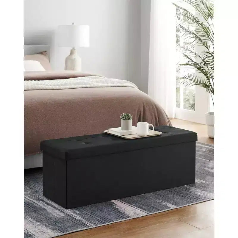 SONGMICS Storage Ottoman Bench Ottoman with Storage Footstool Hold up to 660 lb for Bedroom Living Room