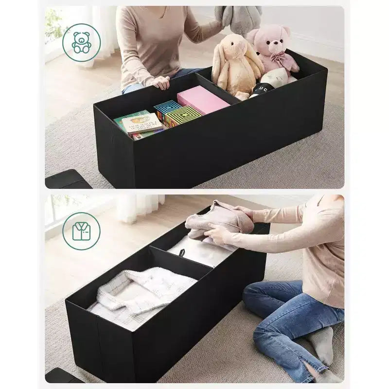 SONGMICS Storage Ottoman Bench Ottoman with Storage Footstool Hold up to 660 lb for Bedroom Living Room