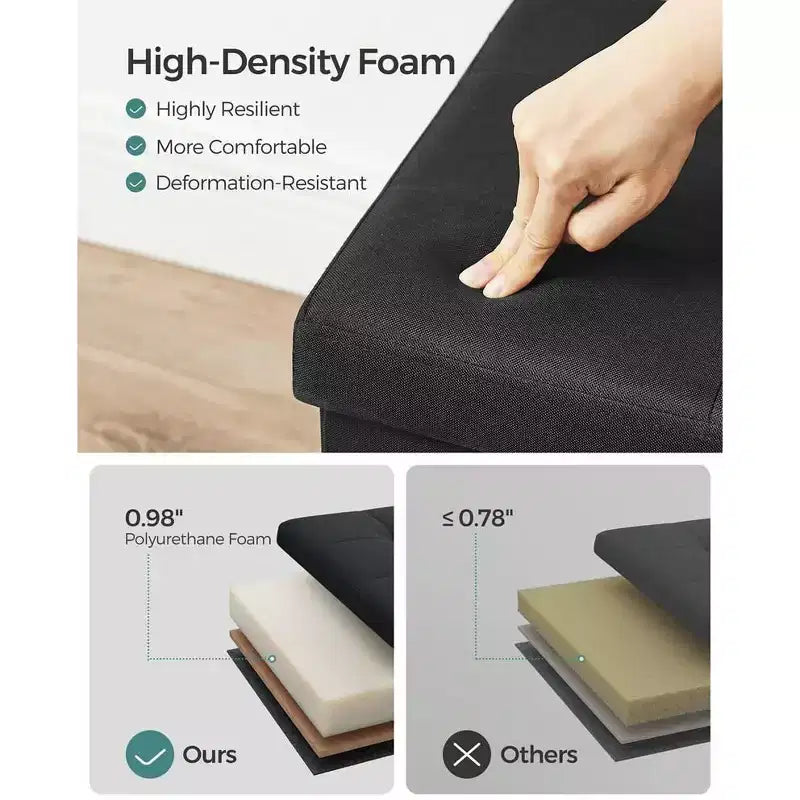 SONGMICS Storage Ottoman Bench Ottoman with Storage Footstool Hold up to 660 lb for Bedroom Living Room