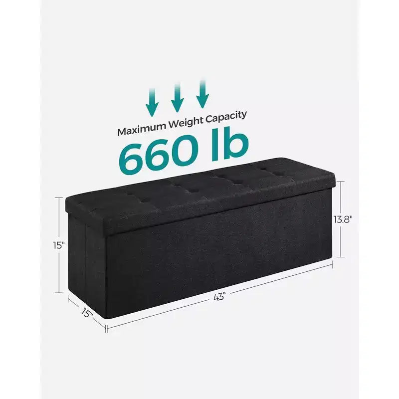 SONGMICS Storage Ottoman Bench Ottoman with Storage Footstool Hold up to 660 lb for Bedroom Living Room