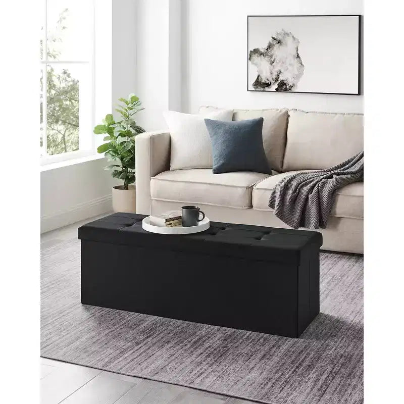 SONGMICS Storage Ottoman Bench Ottoman with Storage Footstool Hold up to 660 lb for Bedroom Living Room