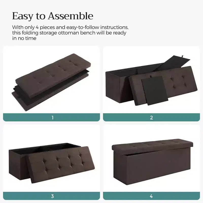 SONGMICS Storage Ottoman Bench Ottoman with Storage Footstool Hold up to 660 lb for Bedroom Living Room