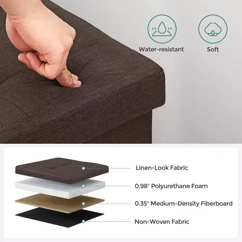 SONGMICS Storage Ottoman Bench Ottoman with Storage Footstool Hold up to 660 lb for Bedroom Living Room