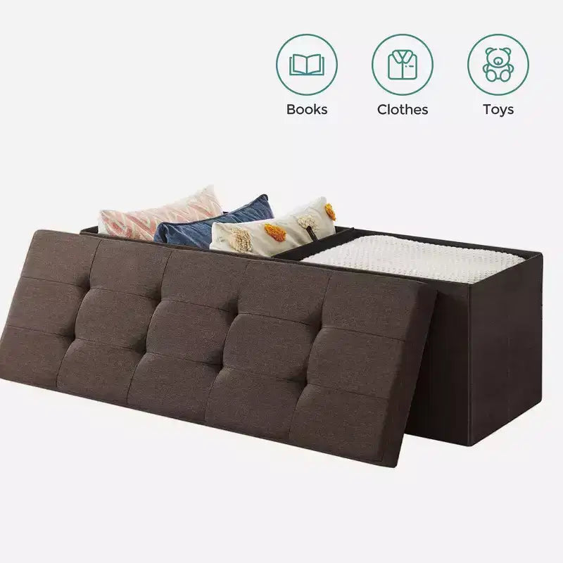 SONGMICS Storage Ottoman Bench Ottoman with Storage Footstool Hold up to 660 lb for Bedroom Living Room