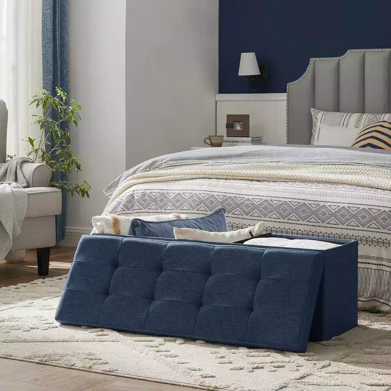 SONGMICS Storage Ottoman Bench Ottoman with Storage Footstool Hold up to 660 lb for Bedroom Living Room