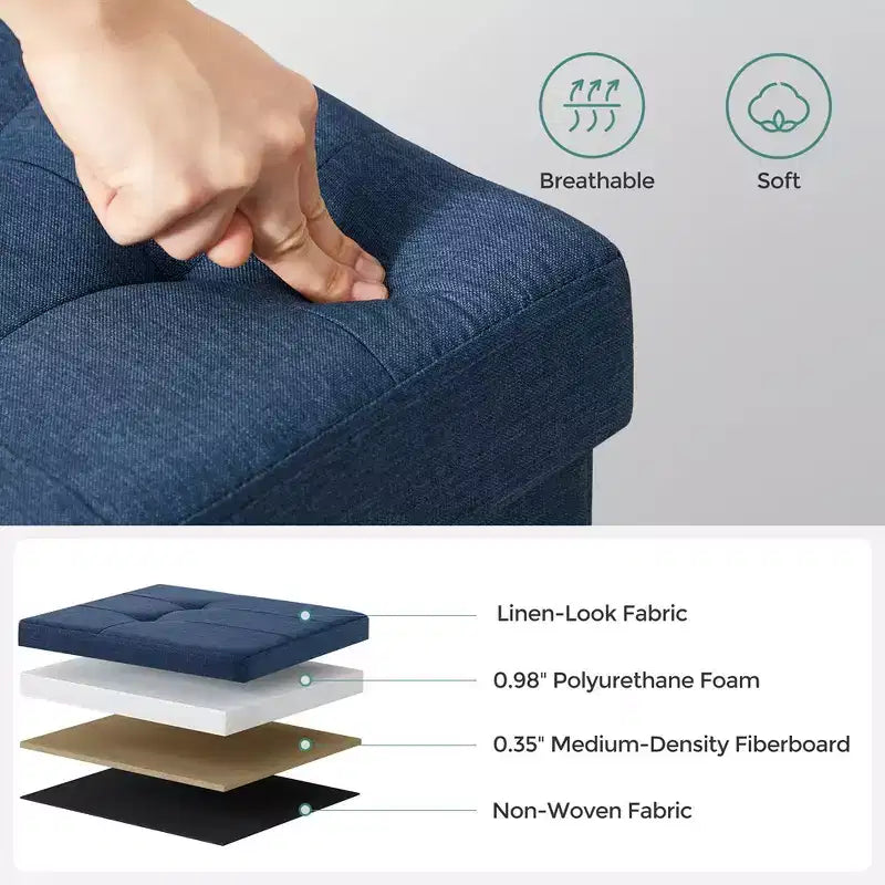 SONGMICS Storage Ottoman Bench Ottoman with Storage Footstool Hold up to 660 lb for Bedroom Living Room