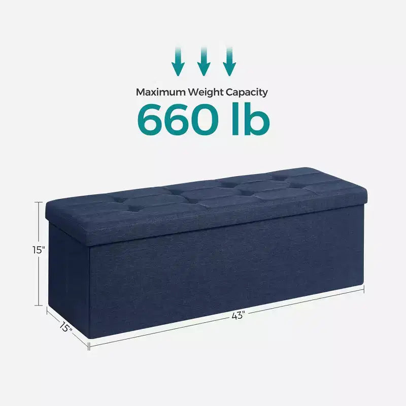 SONGMICS Storage Ottoman Bench Ottoman with Storage Footstool Hold up to 660 lb for Bedroom Living Room