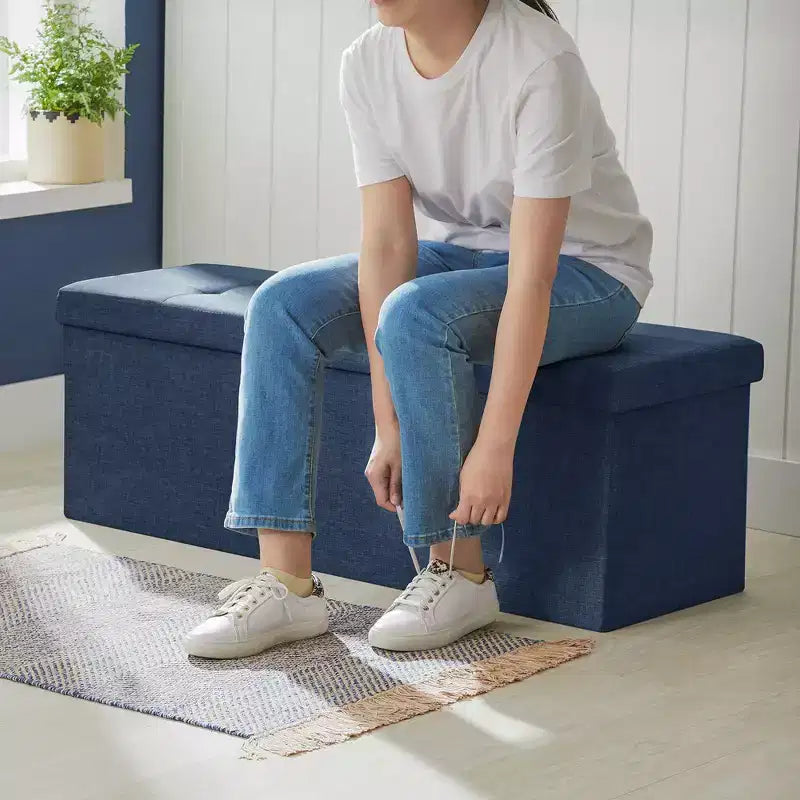 SONGMICS Storage Ottoman Bench Ottoman with Storage Footstool Hold up to 660 lb for Bedroom Living Room