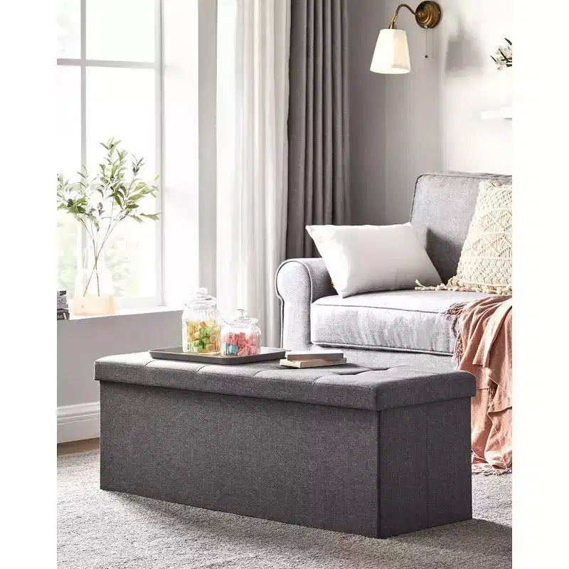 SONGMICS Storage Ottoman Bench Ottoman with Storage Footstool Hold up to 660 lb for Bedroom Living Room